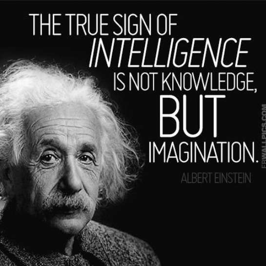 The true sign of intelligence is not knowledge but imagination - Quote by Albert Einstein