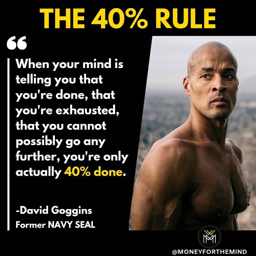 David Goggins 40 Percent Rule 2021 40% Rule By David Goggins Quotes.
