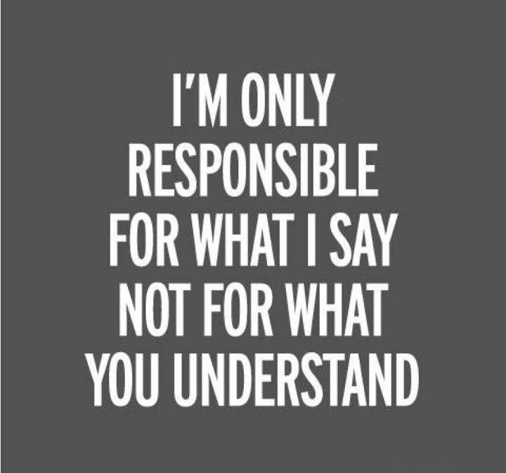 I am only responsible for what I say not for what you understand.
