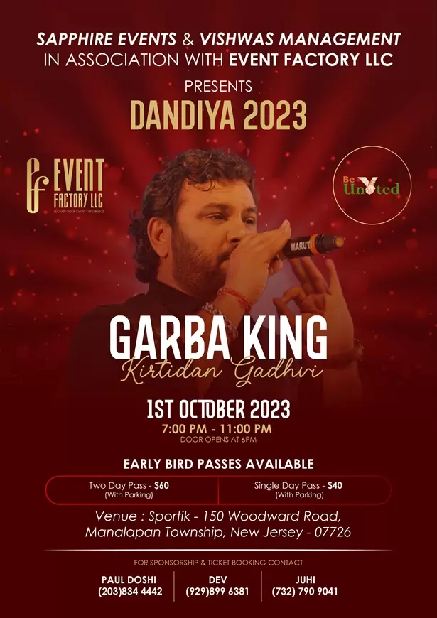 Dandiya 2023 With Garba King Kirtidan Gadhvi In New Jersey