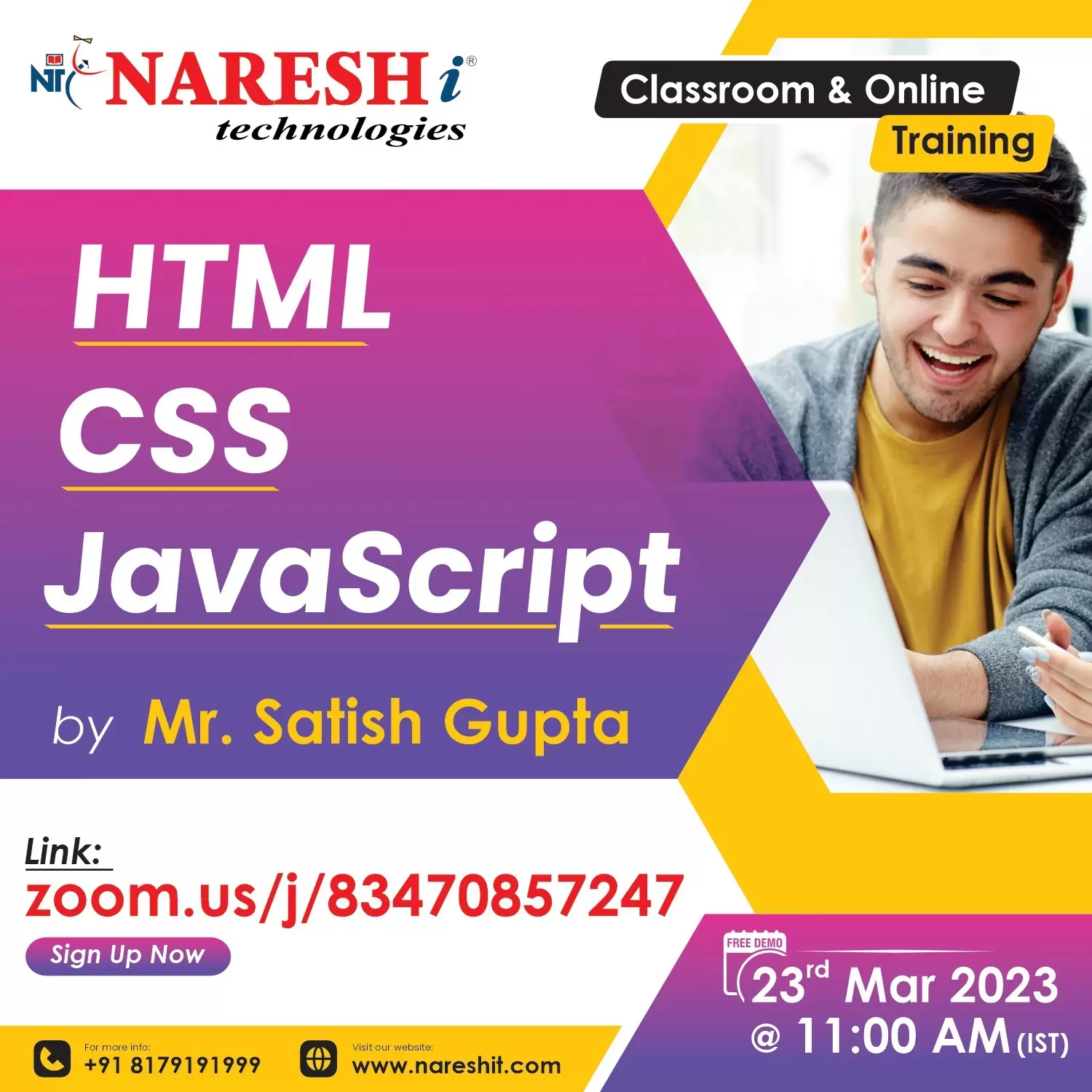 Free Demo on Html | CSS | JavaScript Training by Mr. Satish Gupta