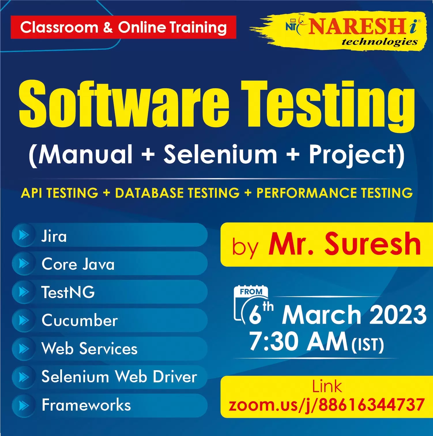Free Online Demo On Software Testing By Mr. Suresh - NareshIT