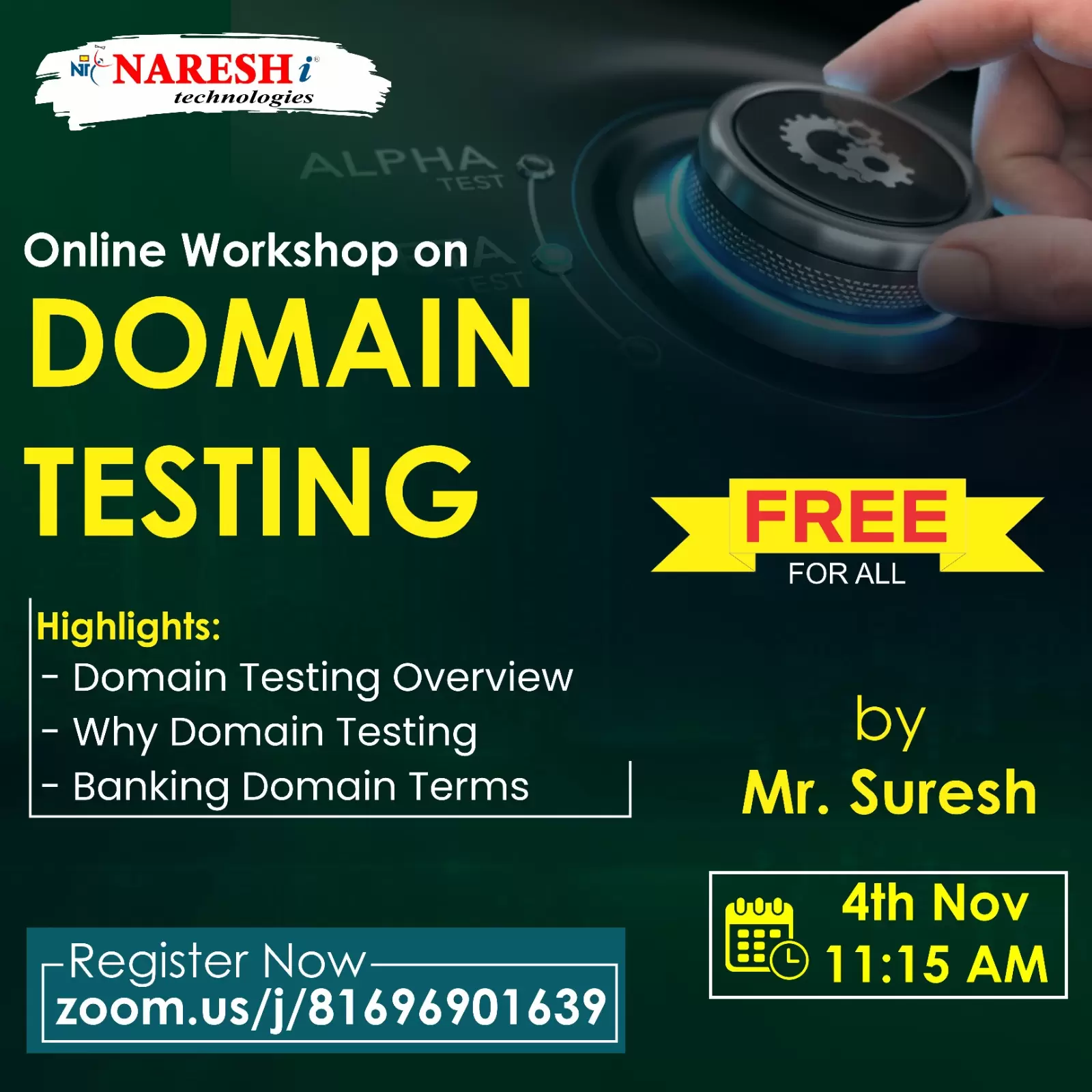 Free Online Workshop on Domain Testing - NareshIT