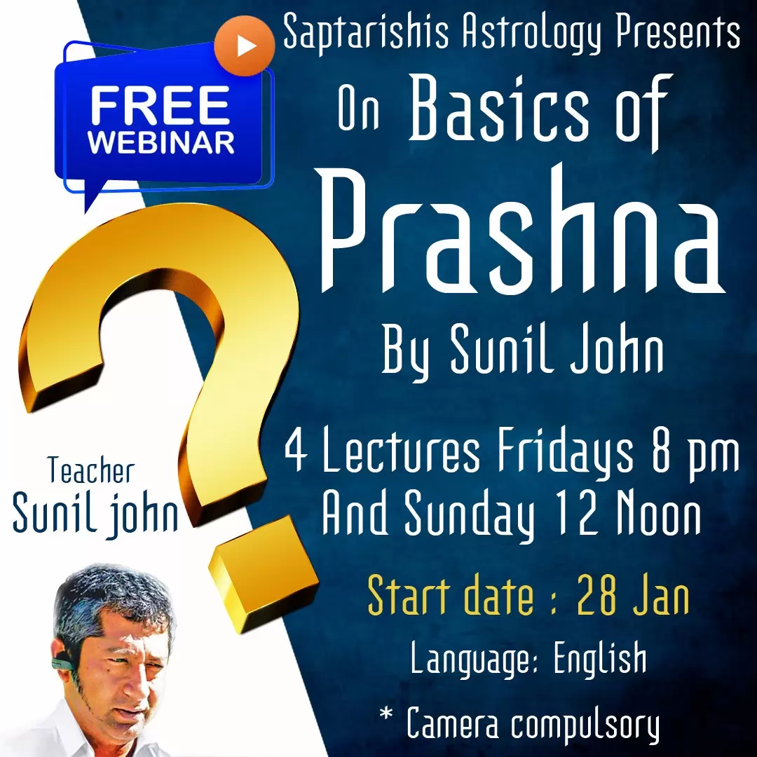 Saptarishis Astrology Presents Free Webinar Basics of Prashna By